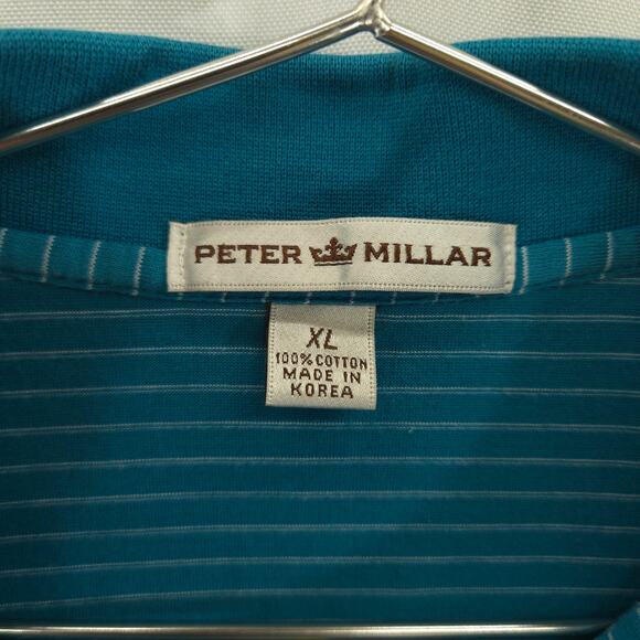 Peter Millar Polo Mens XL Blue Striped Olde Florida Golf Club Short Sleeve Shirt - Picture 9 of 10